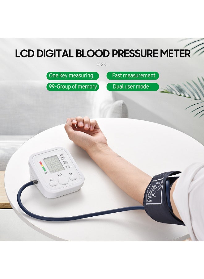 Generic 2.0-inch LCD Digital Pressure Meter Electronic Upper Arm Pressure Monitor Pressure Cuff Household Automatic BP Cuff Pressure Tester Arm Cuff Dual User Mode 99 Groups Memory with English Voice Broadcast  - Image 1