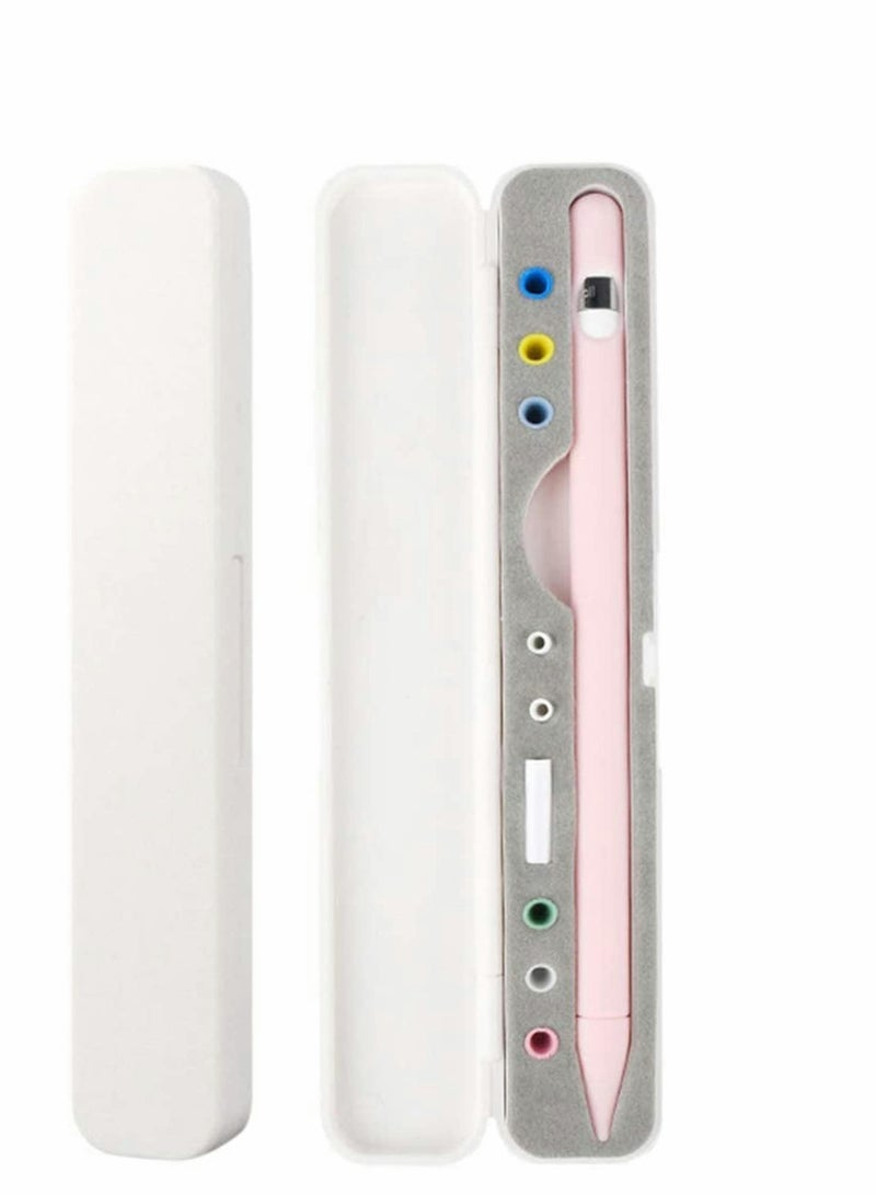 كاست ويف حافظة قلم اللمس المتوافقة مع قلم أبل الجيل 1 و 2 مع فتحات تخزين للرؤوس الإضافية، الأغطية ومحول الشحن للقلم مع غطاء (10ملم، ... - Image 1