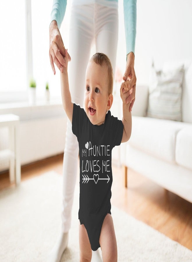 Funnwear عمتي تحبني - بدلة أطفال أساسية مضحكة - ملابس بنات حديثات الولادة - رومبير للأولاد حديثي الولادة (حديثي الولادة، أسود) - Image 4
