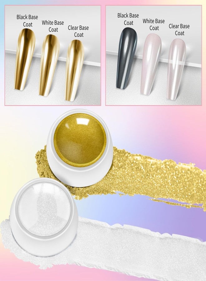 DRMODE 3D Nail Gel Art and Gold White Pearl Chrome Nail Powder Kit, 3 in 1 No Wipe Clear 3D Sculpting Gel for Nail Art, 15g Semi Solid Gel Nail Glue for Carving Molding Chrome Powder Rhinestone Manicure - Image 4