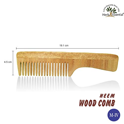 Herb Essential Handcrafted Neem Wood Comb M - IV, Natural Wood (Pack of 2) - Image 3