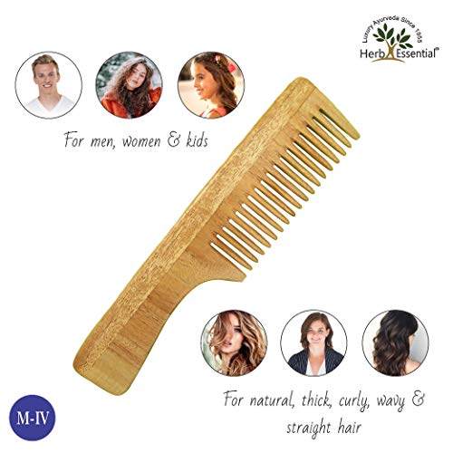 Herb Essential Handcrafted Neem Wood Comb M - IV, Natural Wood (Pack of 2) - Image 4