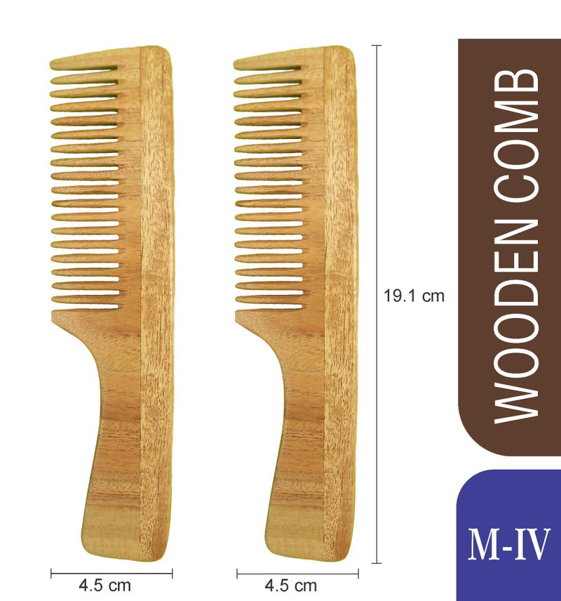 Herb Essential Handcrafted Neem Wood Comb M - IV, Natural Wood (Pack of 2) - Image 1