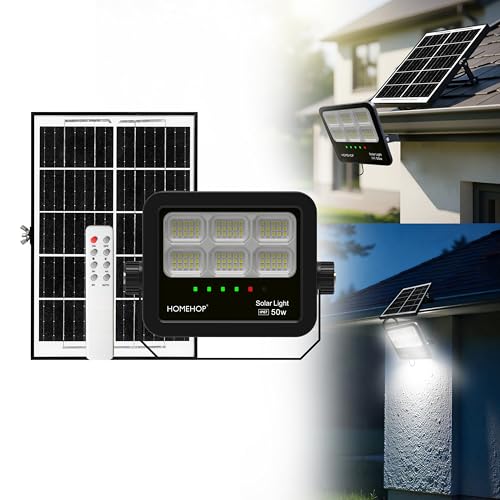 Homehop Solar Light Outdoor Home Waterproof 50 W Automatic Wireless Solar Led Wall Lamp for Home Garden Balcony Courtyard Patio and Pathway (5 Ah,ABS) - Image 1