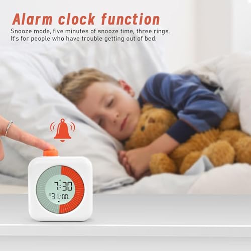 EooCoo Digital Visual Timer,60-Minute Countdown Timer for Kids and Adults,LCD Screen Pomodoro Time Management Education Tool,Timer Clock Alarm 3-in-1 for Kitchen,School,Office,ADHD - White - Image 4