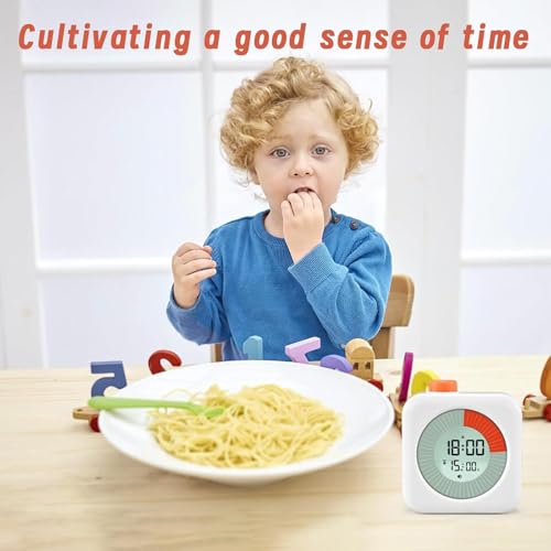 EooCoo Digital Visual Timer,60-Minute Countdown Timer for Kids and Adults,LCD Screen Pomodoro Time Management Education Tool,Timer Clock Alarm 3-in-1 for Kitchen,School,Office,ADHD - White - Image 2