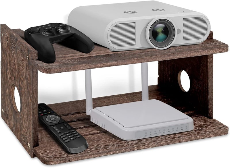 BEARUT Floating Projector Shelf Rack Router Shelf Wall Mount Holder TV Stand WiFi Router Storage Box Modem Cable Box Cover Hider TV Shelf for Xbox Projector DVD Players Games Consoles TV Accessories - Image 1