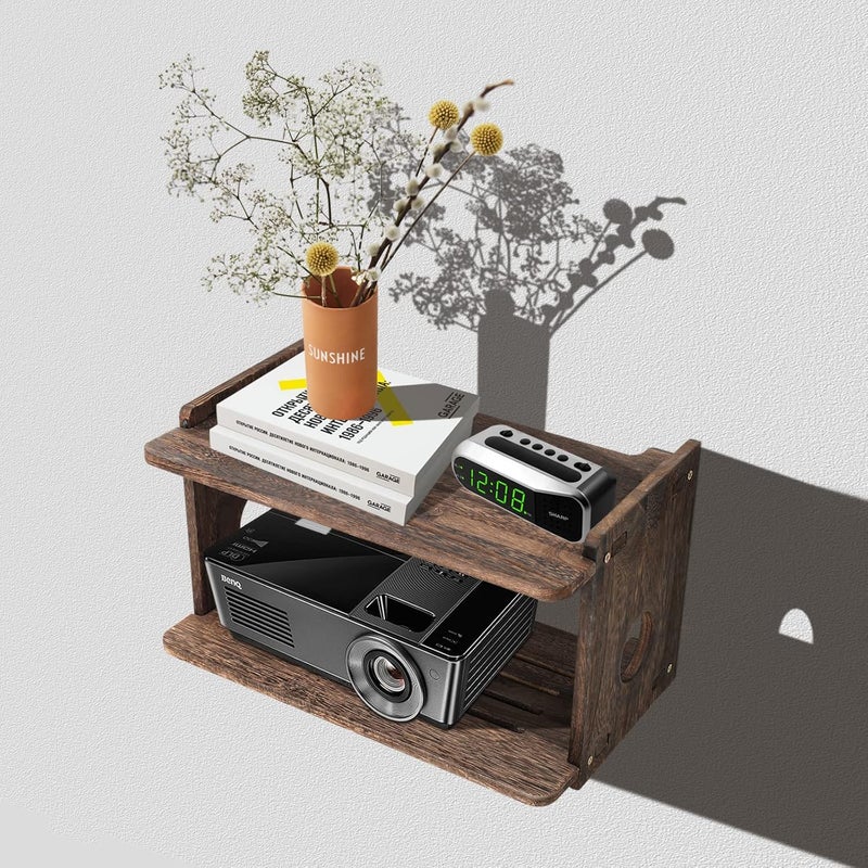 BEARUT Floating Projector Shelf Rack Router Shelf Wall Mount Holder TV Stand WiFi Router Storage Box Modem Cable Box Cover Hider TV Shelf for Xbox Projector DVD Players Games Consoles TV Accessories - Image 4