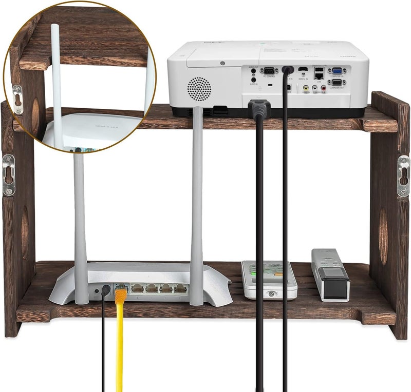 BEARUT Floating Projector Shelf Rack Router Shelf Wall Mount Holder TV Stand WiFi Router Storage Box Modem Cable Box Cover Hider TV Shelf for Xbox Projector DVD Players Games Consoles TV Accessories - Image 5