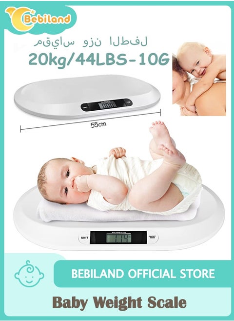 Baby Weight Scale 10G to 20KG, Multi-Function with LCD Display, 3 Weighing Mode(LB/OZ/KG), Measure Height Scale for Infant, Newborns, Puppy, Cats