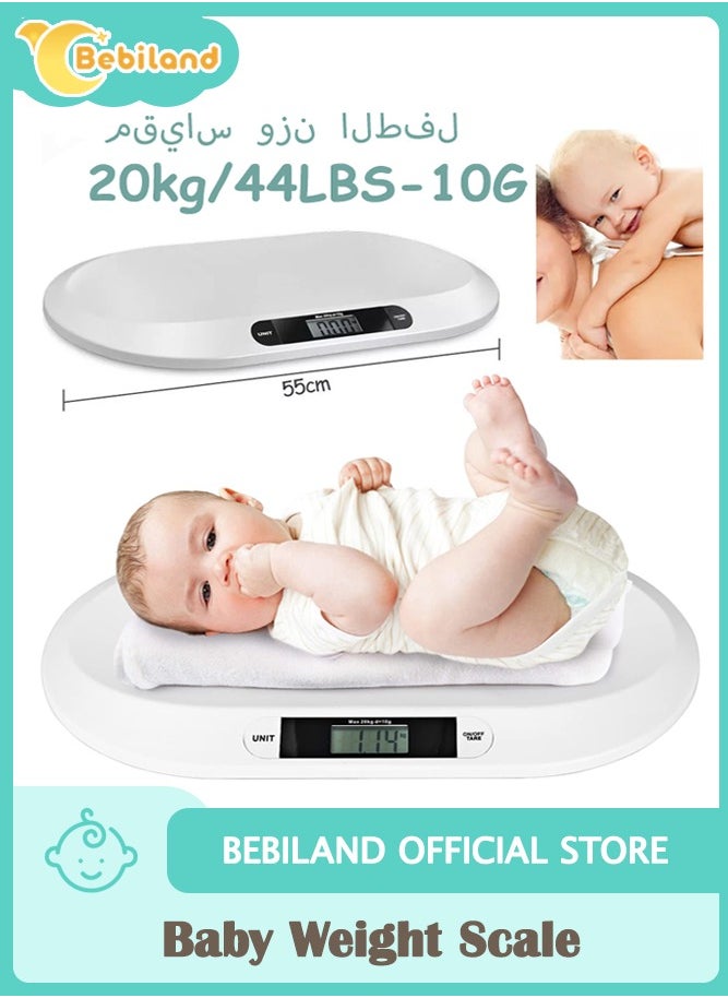 Baby Weight Scale 10G to 20KG, Multi-Function with LCD Display, 3 Weighing Mode(LB/OZ/KG), Measure Height Scale for Infant, Newborns, Puppy, Cats