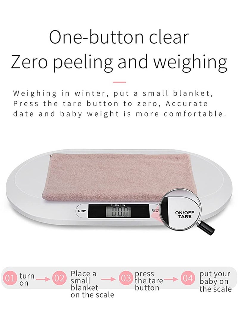 Baby Weight Scale 10G to 20KG, Multi-Function with LCD Display, 3 Weighing Mode(LB/OZ/KG), Measure Height Scale for Infant, Newborns, Puppy, Cats