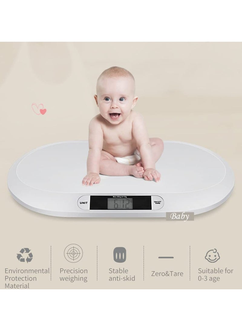 Baby Weight Scale 10G to 20KG, Multi-Function with LCD Display, 3 Weighing Mode(LB/OZ/KG), Measure Height Scale for Infant, Newborns, Puppy, Cats