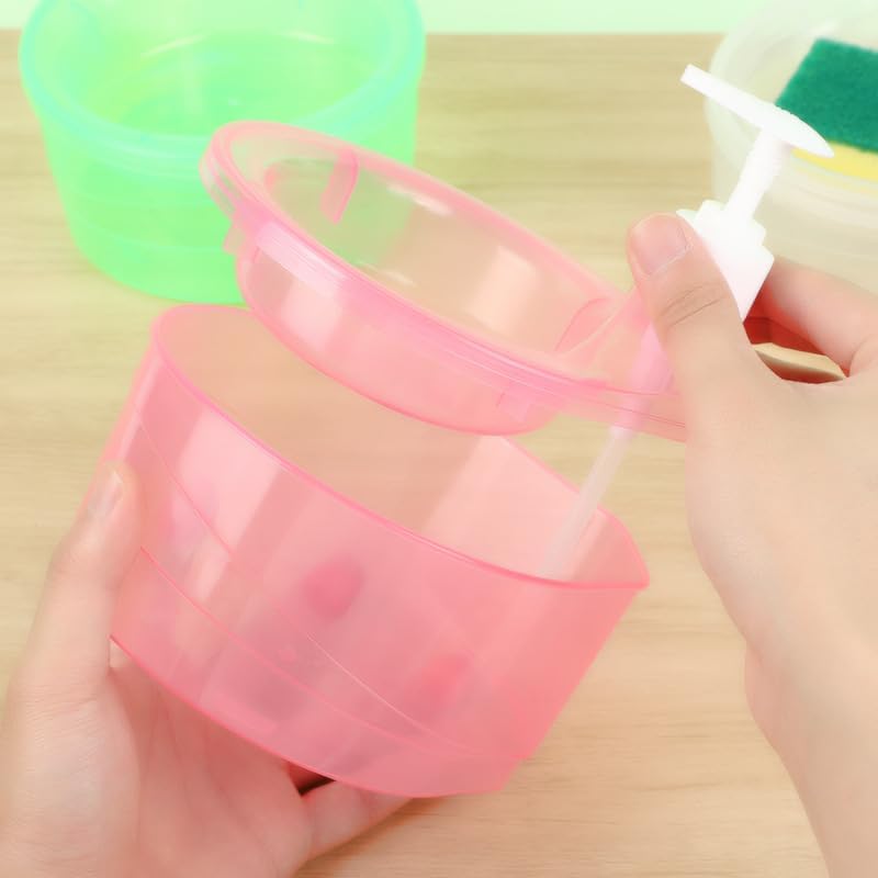 Leawall Double Layer 2 in 1 Liquid soap Dispenser with Pump and Sponge Holder Dishwasher Liquid Holder bathroo, Kitchen Liquid Dispenser | 15 x 16 x 17 CM | Multi-Color - Image 3