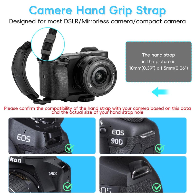 JJC Camera Hand Grip Strap for Canon EOS R8 R10 R7 R5 C R6 Mark III II R RP 90D 5DM4 Rebel T7 T8i T7i T6i T6 SL3 4000D Sony A6700 ZR Z30 Coolpix P950 P900 for Panasonic Lumix GX85 G85 GH4 G100 FZ80 - Image 2