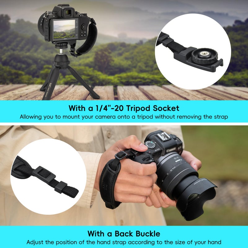 JJC Camera Hand Grip Strap for Canon EOS R8 R10 R7 R5 C R6 Mark III II R RP 90D 5DM4 Rebel T7 T8i T7i T6i T6 SL3 4000D Sony A6700 ZR Z30 Coolpix P950 P900 for Panasonic Lumix GX85 G85 GH4 G100 FZ80 - Image 3