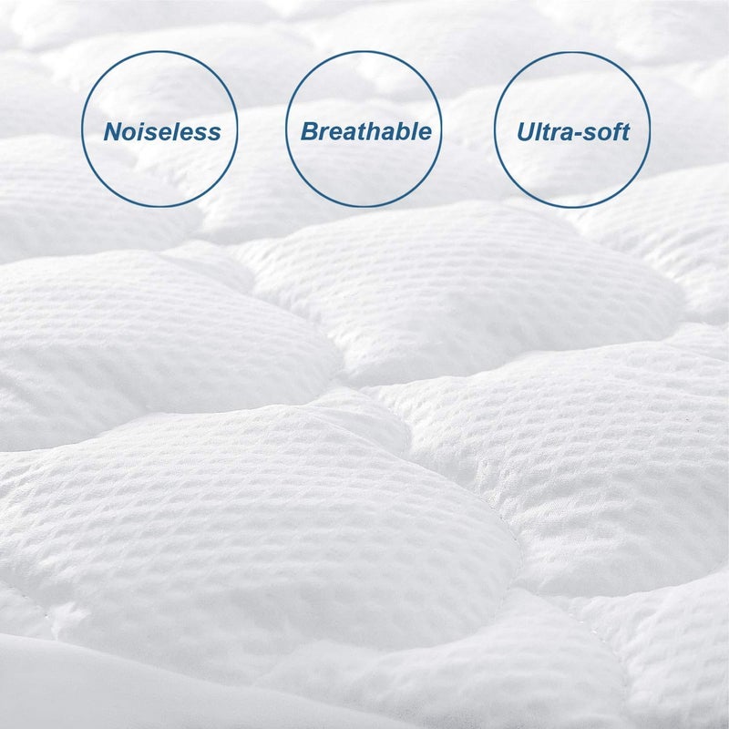 Moonsea Twin Mattress Pad Cover Air Mattress Topper, Pillow Top Twin Size Quilted Fitted Mattress Protector for Kids, Super Soft Breathable and Noiseless Down Alternative Fiber (15-23'' Deep Pocket) - Image 1