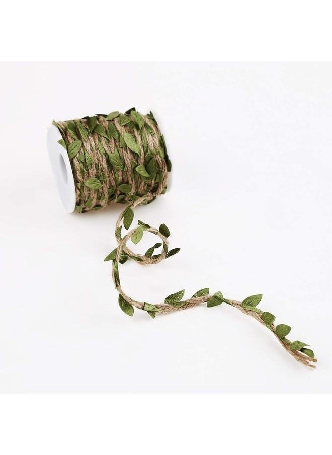 yongsheng 10M Width Wax Cord With Leaves Artificial Vine Fake Plant Wedding-Well Leaf Ribbon, 6 Twine Ribbon with Artificial Leaves for Crafts, Wedding, Jungle Safari Party, Home Decorations  - Image 5