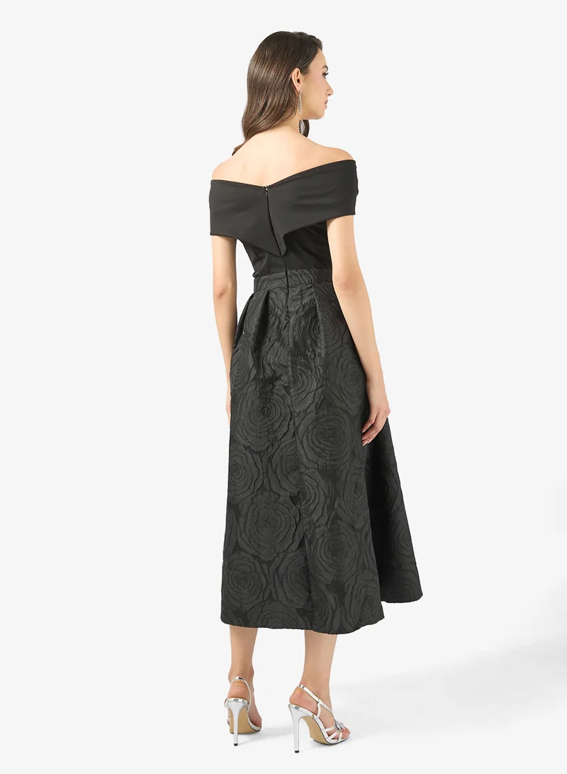 ELLA Off-Shoulder Jacquard Dress
