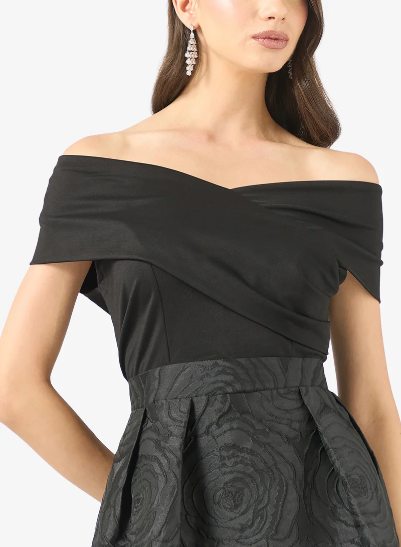 ELLA Off-Shoulder Jacquard Dress