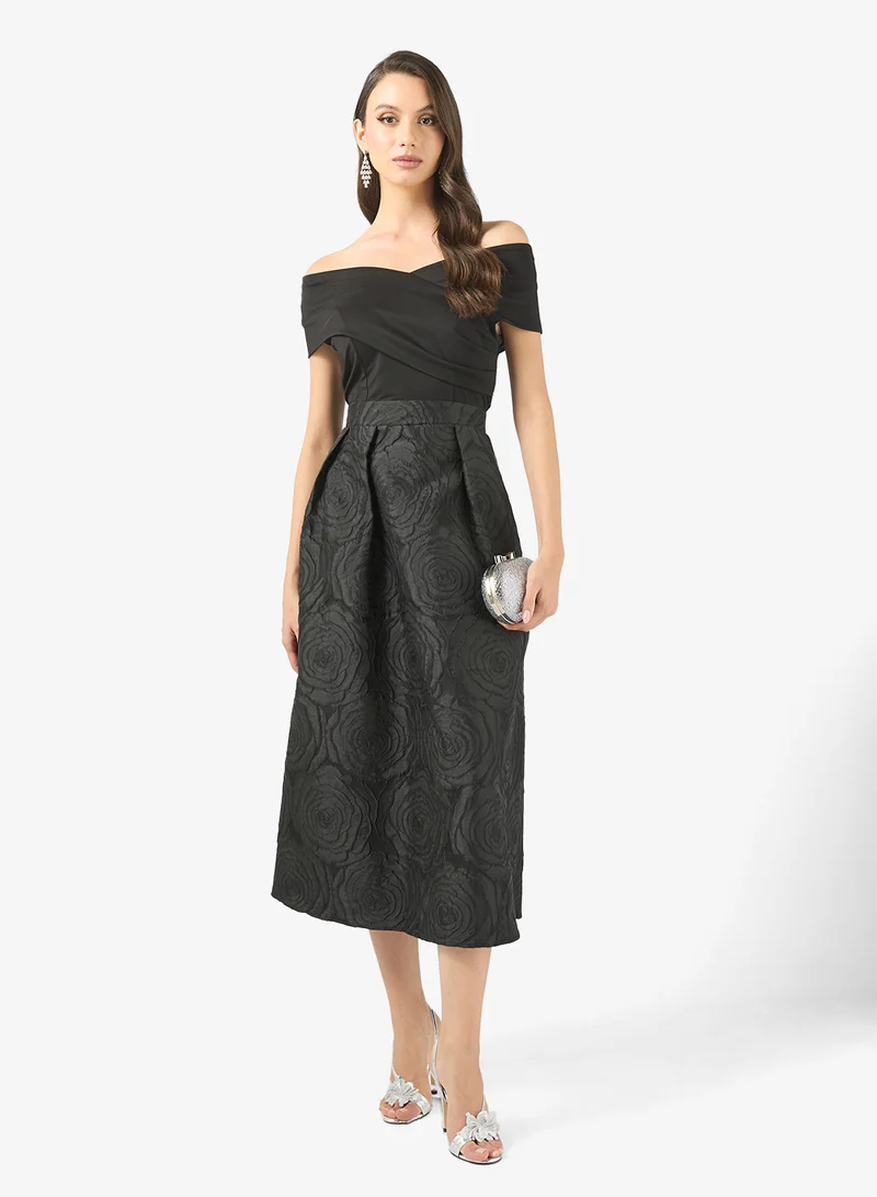 ELLA Off-Shoulder Jacquard Dress