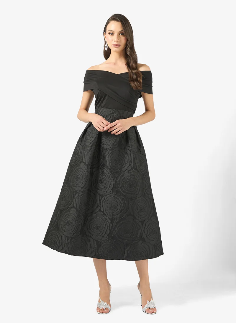 ELLA Off-Shoulder Jacquard Dress