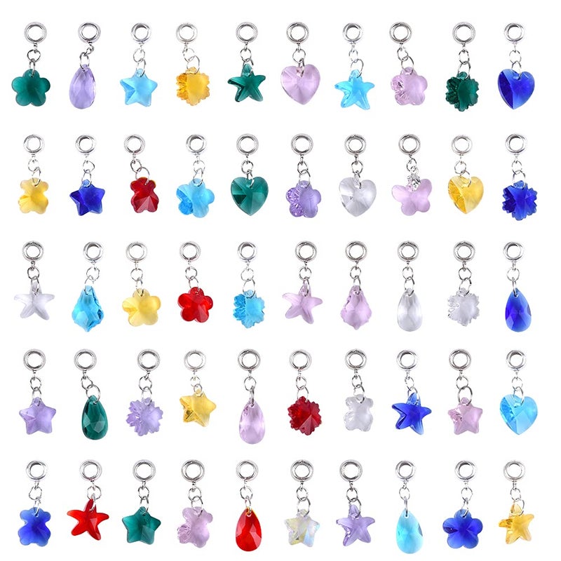AIPRIDY 60 Pieces Assorted European Beads with Plating Silver Metal Alloy Rhinestone Large Hole Spacer Beads for DIY Charm Bracelet Jewelry Making (Alloy Glass Assembly) - Image 2