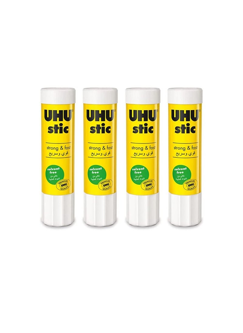 UHU - UHU STIC, The Proven Glue Stick - Glues strongly, quickly and permanently, without solvent, 21g, Set of 4, White - Image 1