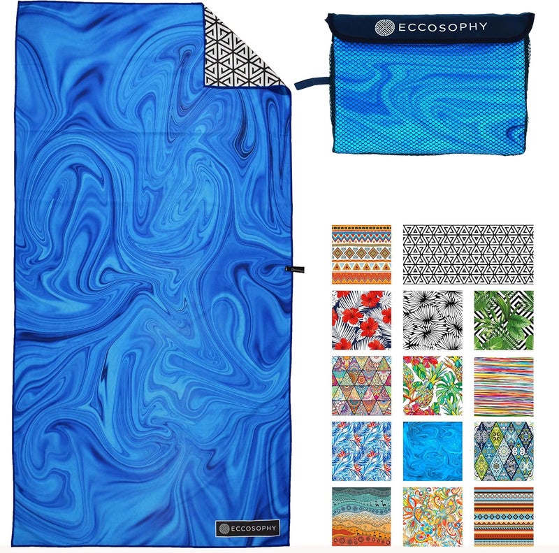 ECCOSOPHY Microfiber Beach Towel - Sand Free Towels are Quick Dry, Light Weight, Super Absorbent - Perfect Pool, Travel, Cruise, Camping Essentials - Oversized Extra Large for Adults 71x35 in - Image 1