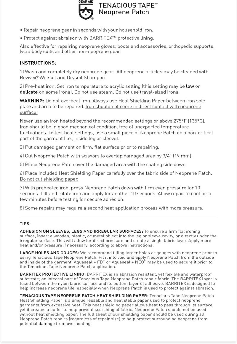 GEAR AID Wetsuit Repair Kit with Neoprene Patch - 6” x 10” - Black - Image 3