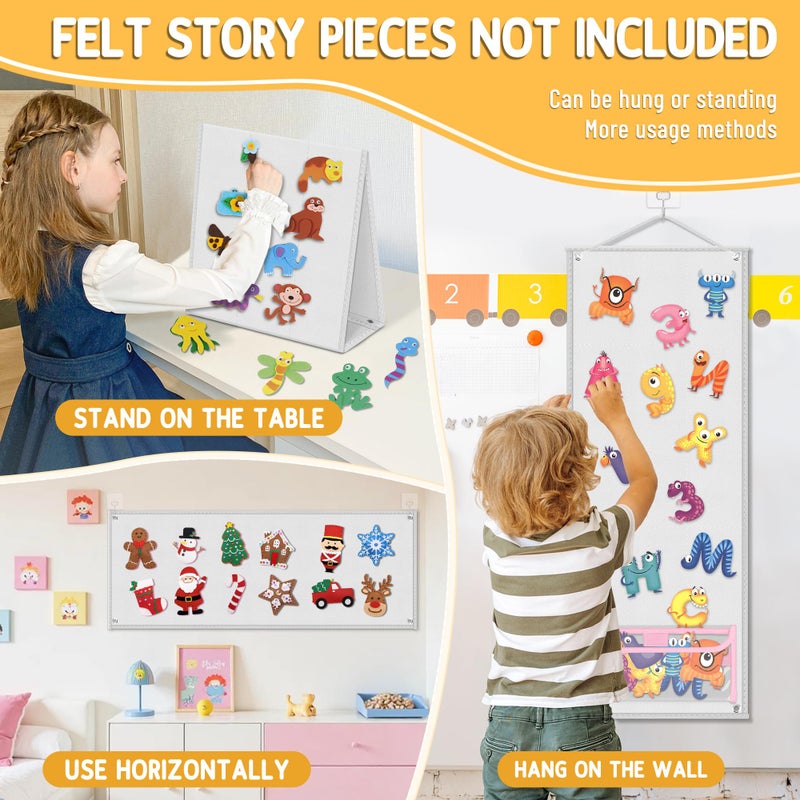 AKAYOK Foldable Felt Board - Double-Sided Flannel Story Board for Preschool Learning, Interactive Storytelling & Play | 13" x 12" Portable Felt Play Board for Home & Classroom Useï¼ˆWhiteï¼‰ - Image 5