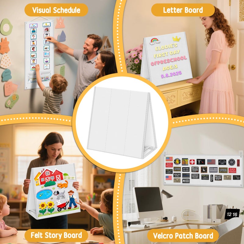 AKAYOK Foldable Felt Board - Double-Sided Flannel Story Board for Preschool Learning, Interactive Storytelling & Play | 13" x 12" Portable Felt Play Board for Home & Classroom Useï¼ˆWhiteï¼‰ - Image 2