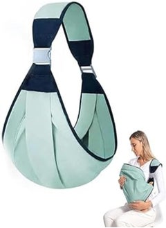 Generic FC22 Baby Sling Carrier, Adjustable Baby Holder Carrier, Baby Half Wrapped Sling Hip Carrier, One Shoulder Labor-Saving, Natural Cotton with Breathable Mesh Fabric for Newborn to Toddler (Green) 