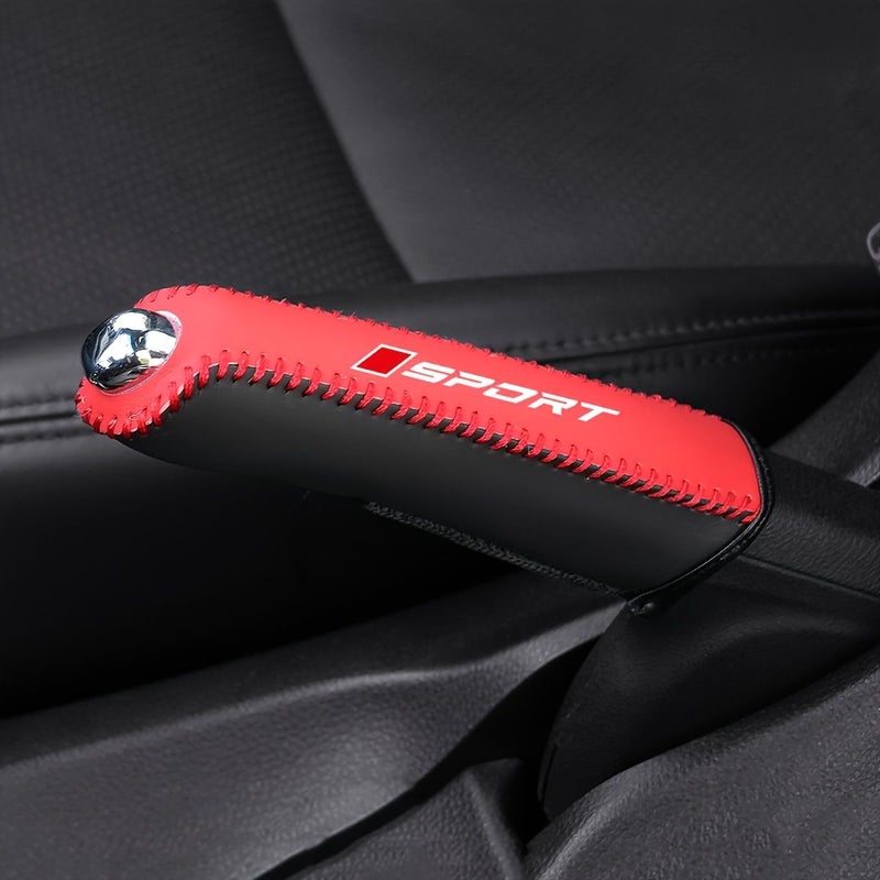 Car Handbrake Cover Faux Leather Vehicle Lever Protector Black Red Automotive Grip Scratch Wear Resistant Protects Interior Fit Most Car Models - Image 4