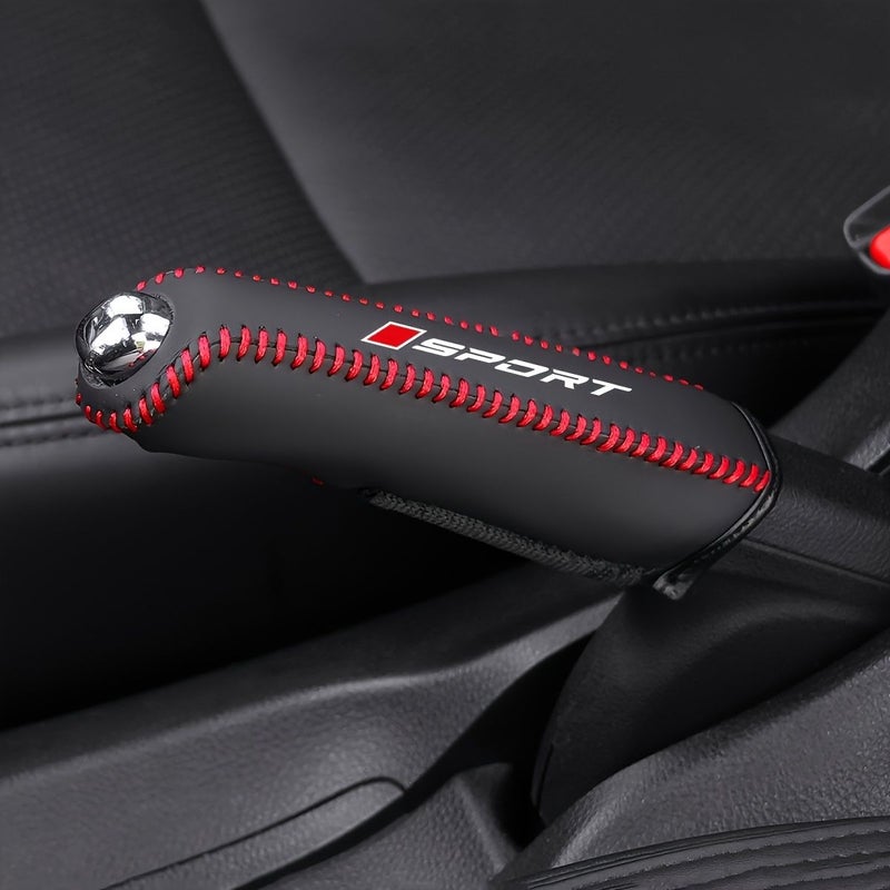 Car Handbrake Cover Faux Leather Vehicle Lever Protector Black Red Automotive Grip Scratch Wear Resistant Protects Interior Fit Most Car Models - Image 5