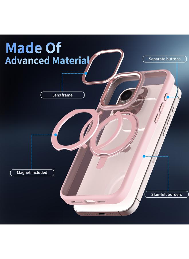 S-TOP Case For iPhone 15 Plus Transparent MagSafe Magnetic Rotating Holder Phone Case - Image 3
