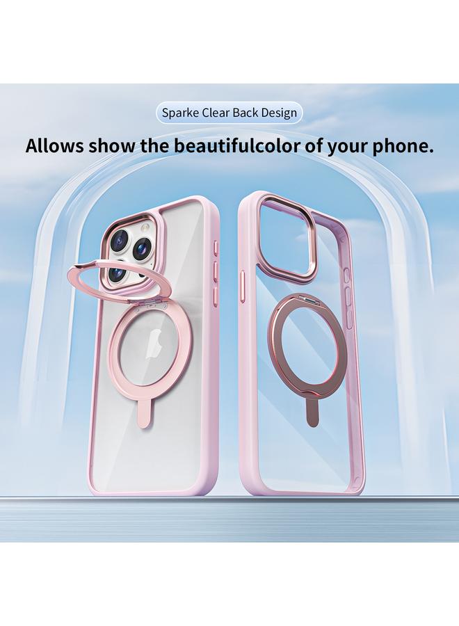 S-TOP Case For iPhone 15 Plus Transparent MagSafe Magnetic Rotating Holder Phone Case - Image 2