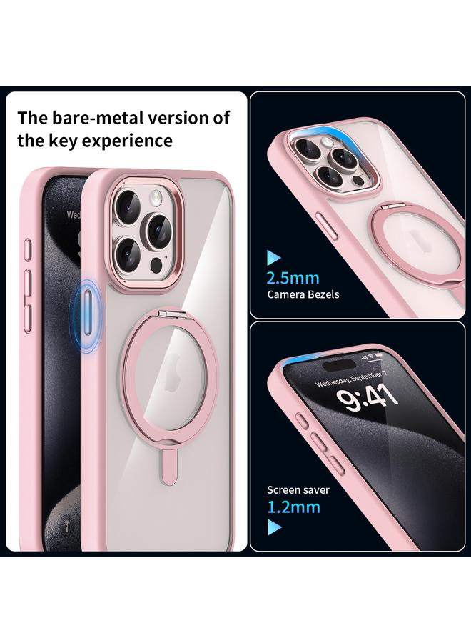 S-TOP Case For iPhone 15 Plus Transparent MagSafe Magnetic Rotating Holder Phone Case - Image 4