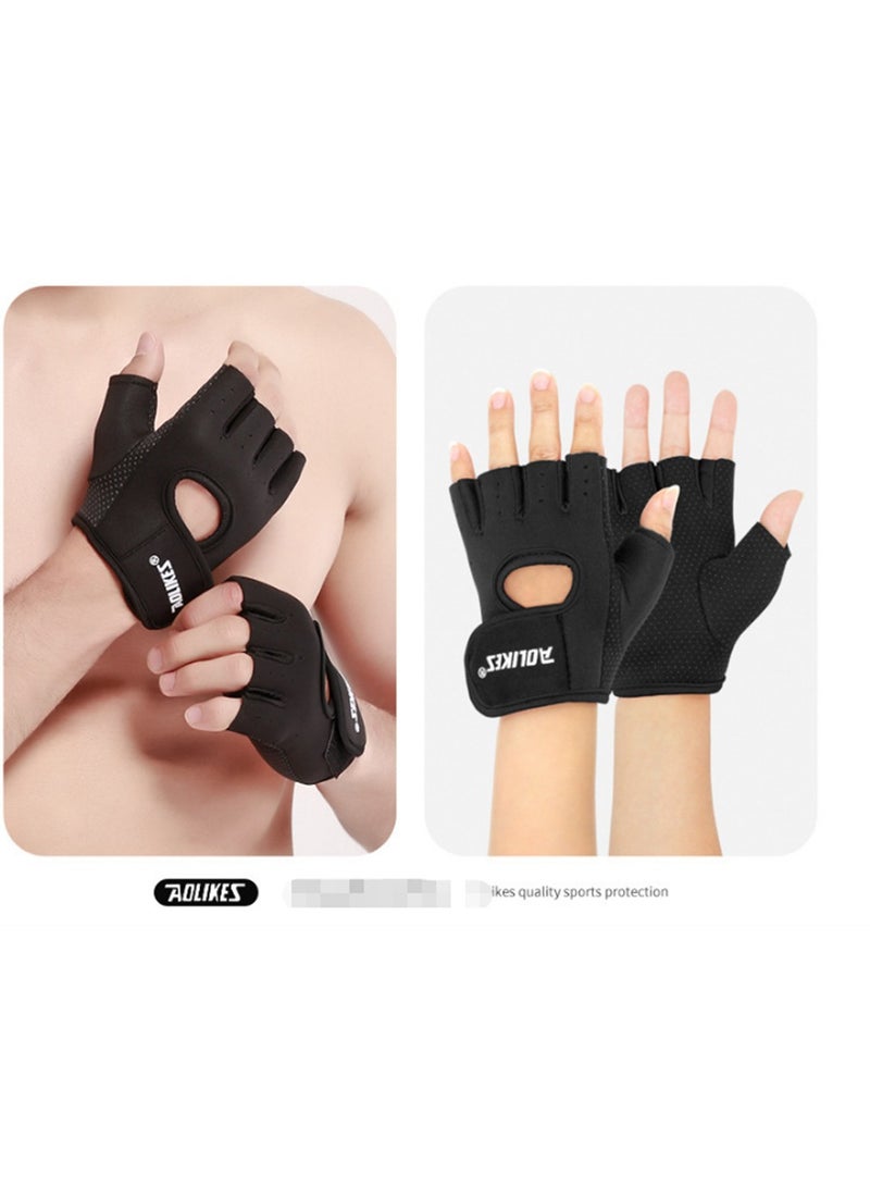 AOLIKES Pair Of Half Finger Weight Lifting Gloves Grey - Image 2