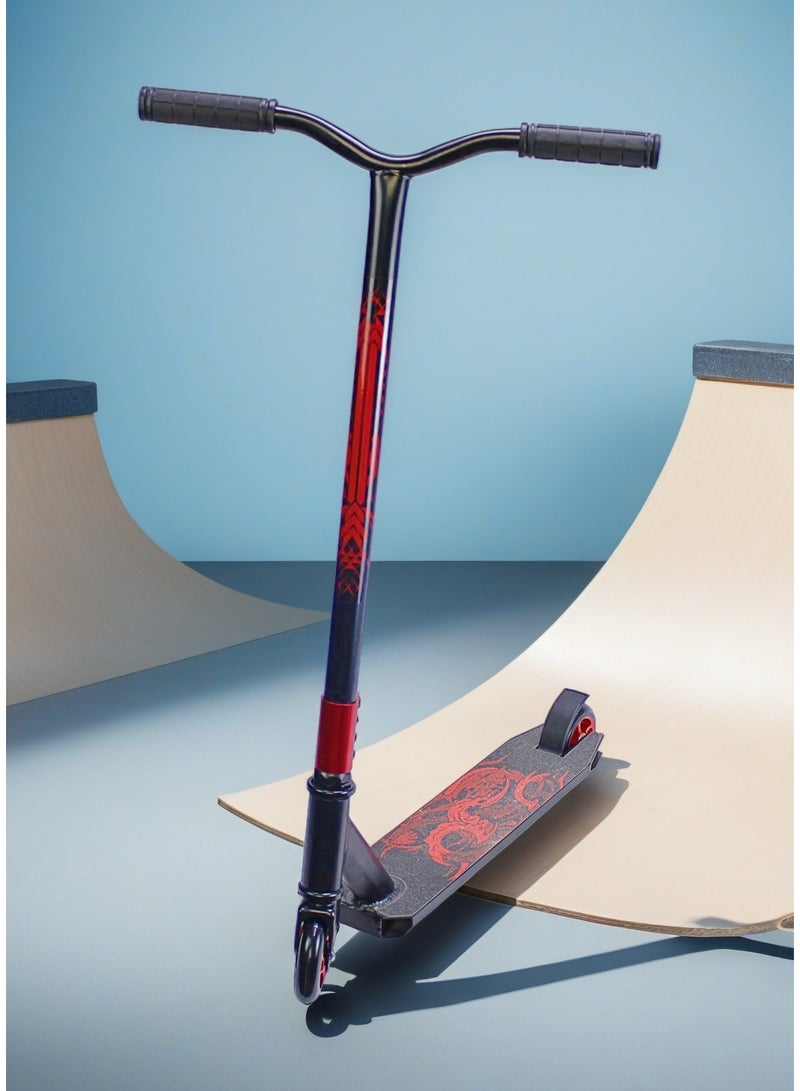 إيزي فيتشور سكوتر EASY FUTURE Pro Stunt للحركات البهلوانية - سكوتر حر بعجلتين بعجلات ألومنيوم 110 مم، وقاعدة شريطية، ومقود عريض على شكل حرف T، وفرامل فولاذية، ودوران خفيف الوزن 360 درجة، مناسب للمبتدئين والمتوسطين - Image 1