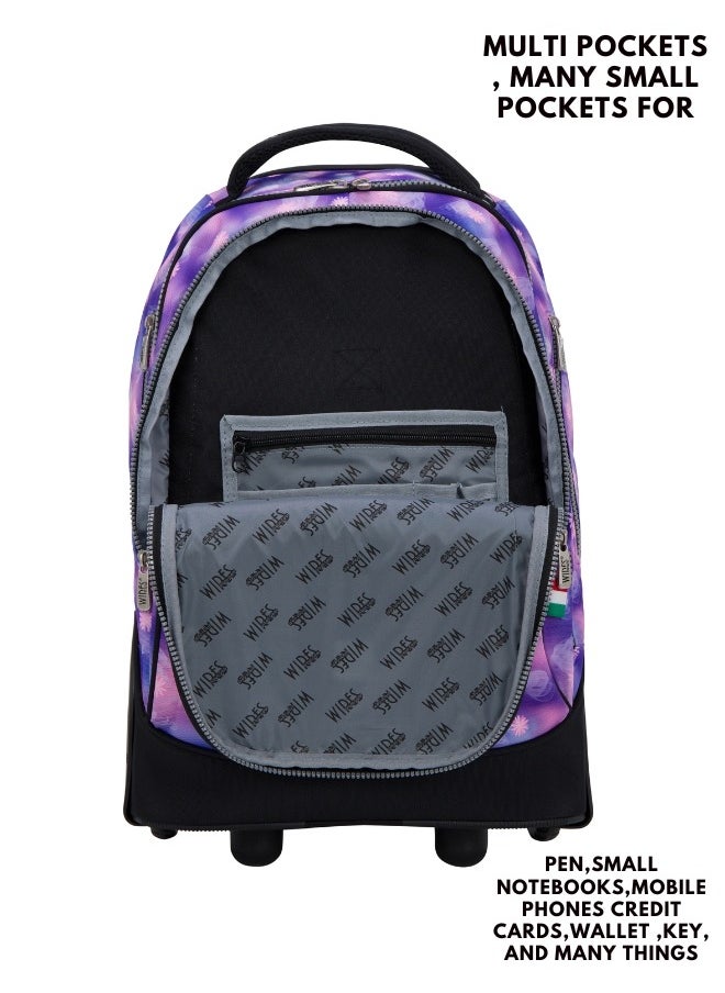 Wires 3 Piece Kids School Trolley Bag laptop compartment Big Wheels With Lunch bag & Pencil Case  - Image 3