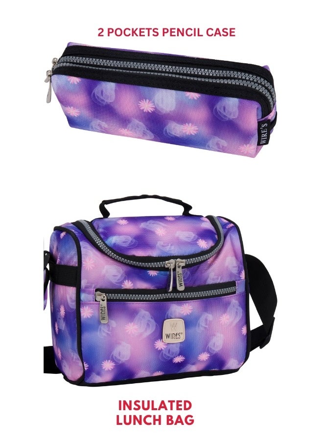 Wires 3 Piece Kids School Trolley Bag laptop compartment Big Wheels With Lunch bag & Pencil Case  - Image 5