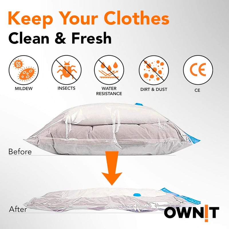 Ownit 13 Pack Vacuum Storage Bags, Space Saver Bags of 4 Small,3 Medium,3 Large, 3 Jumbo, Reusable Vacuum Compression Bags for Packing Clothes, Blankets, Duvet, Pillows, Travel - Image 3