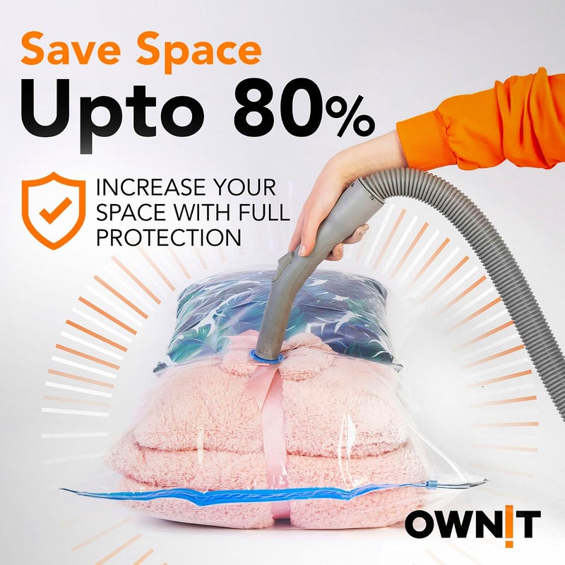 Ownit 13 Pack Vacuum Storage Bags, Space Saver Bags of 4 Small,3 Medium,3 Large, 3 Jumbo, Reusable Vacuum Compression Bags for Packing Clothes, Blankets, Duvet, Pillows, Travel - Image 5