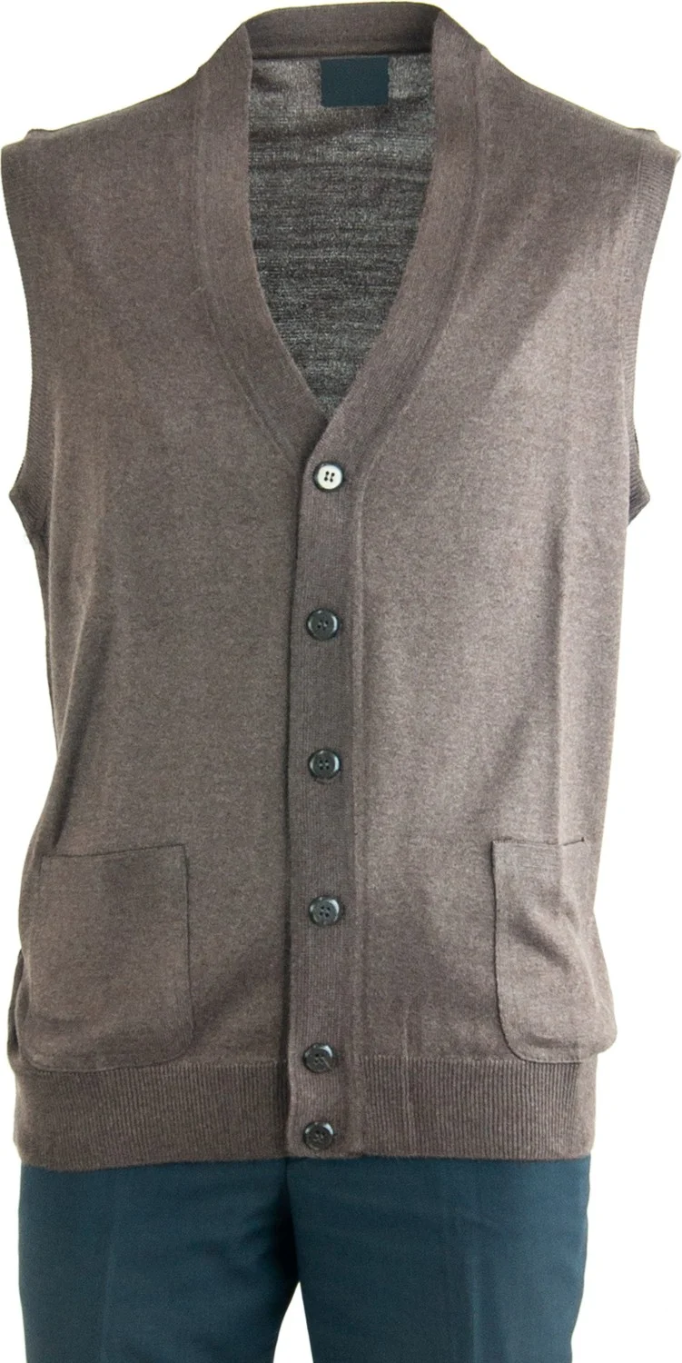 اوبلاند Men's Dad Vest with Elegant Buttons on the Front and Classic Double Pockets Casual Cut Fine Wool Woven Fabric