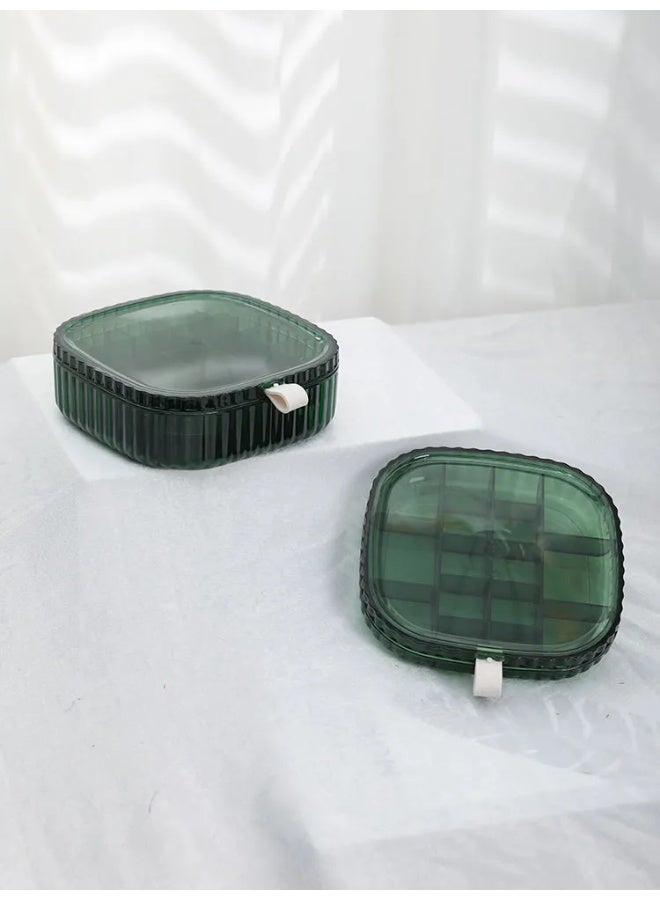 Transparent Clean Jewelry Box, Ornament Jewelry 1 layer Acrylic Storage Boxes, Earrings Necklace Ring Display Storage Box with Lid, Cosmetic Storage Organizer Box (Green)  - Image 3