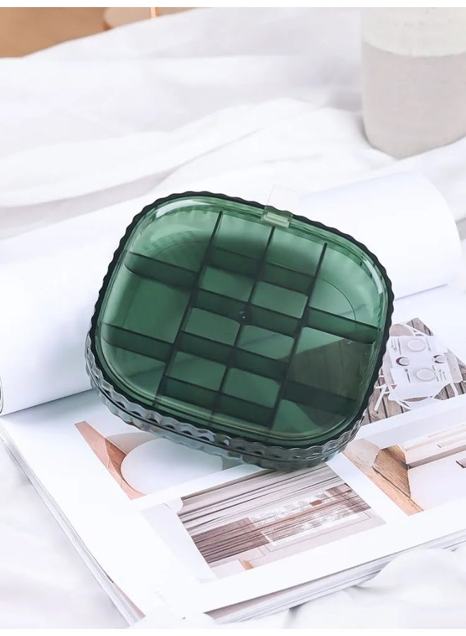 Transparent Clean Jewelry Box, Ornament Jewelry 1 layer Acrylic Storage Boxes, Earrings Necklace Ring Display Storage Box with Lid, Cosmetic Storage Organizer Box (Green)  - Image 4