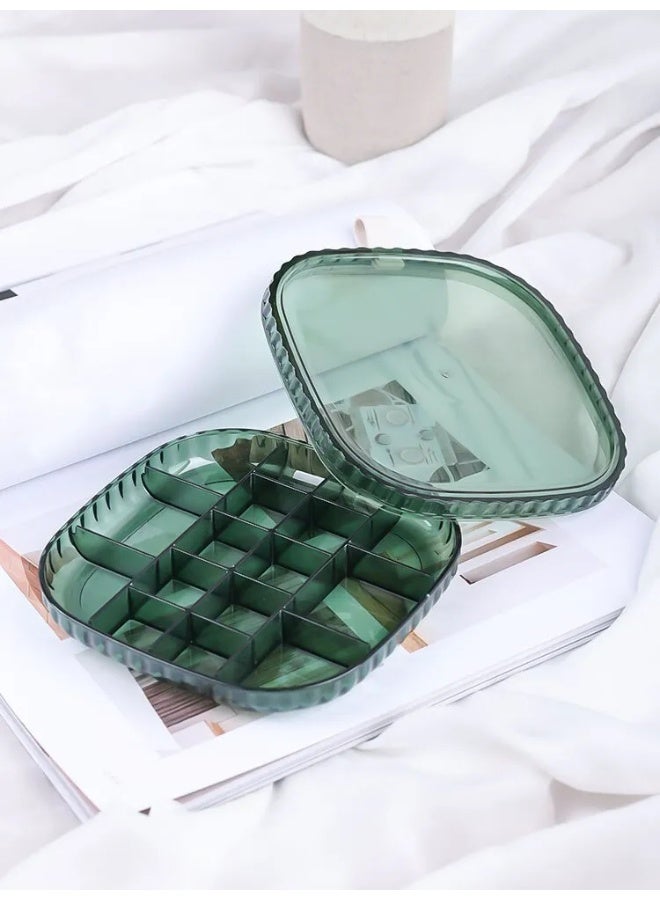 Transparent Clean Jewelry Box, Ornament Jewelry 1 layer Acrylic Storage Boxes, Earrings Necklace Ring Display Storage Box with Lid, Cosmetic Storage Organizer Box (Green)  - Image 2