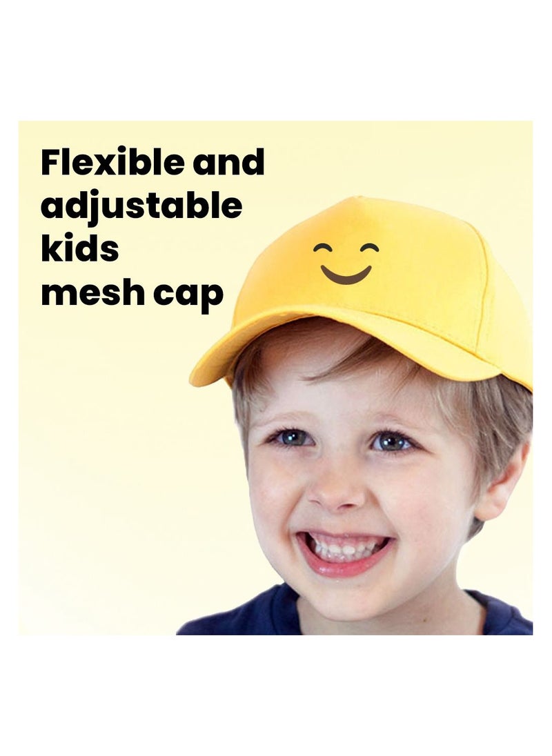 PRINTSHOP4ME - Kids Yellow Smiley Face Pack Of 2 T-Shirt And Cap Combo–Unisex Round Neck Short Sleeve Cotton T-Shirt - Image 1