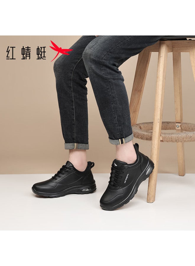 Red Dragonfly Flash Penetration Men's Trendy Lace-up Travel Shoes Soft Leather Lightweight Durable White Sneakers Exa351201 Black Size 42